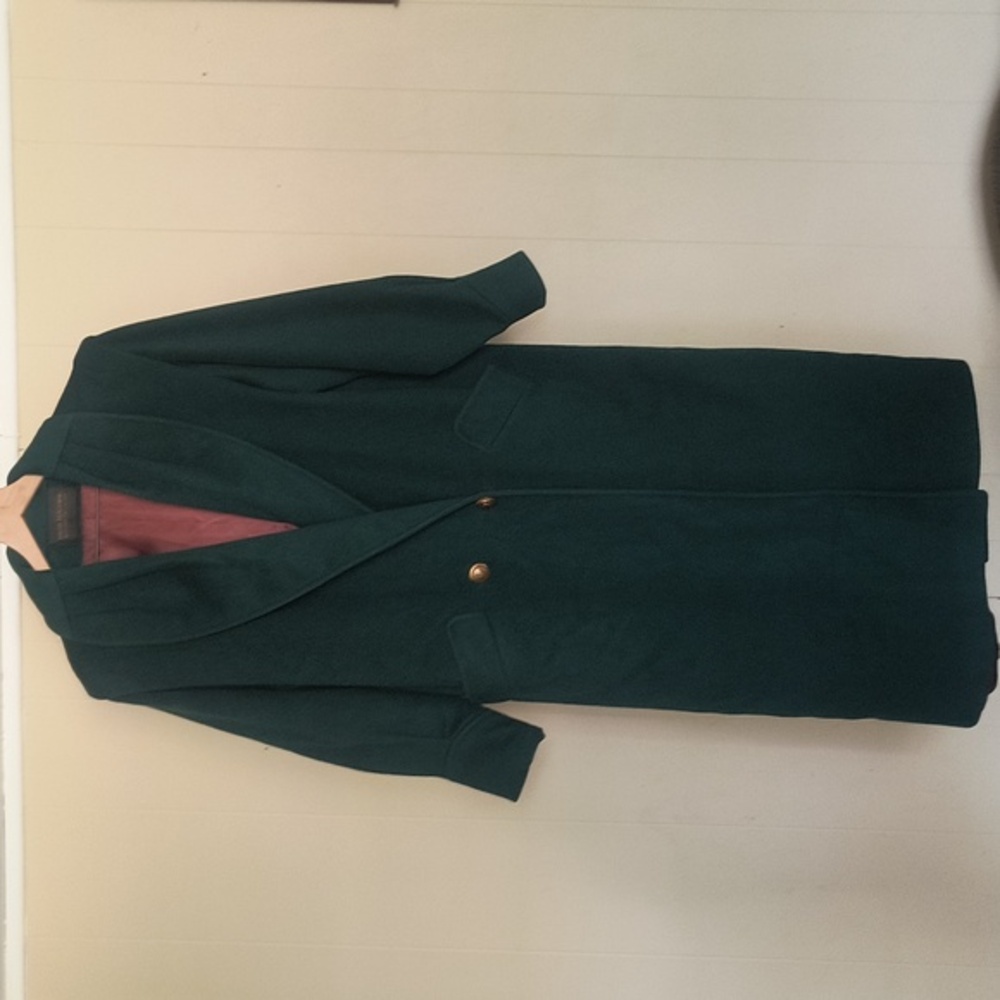 Vintage David Benjamin Emerald Green 100% Wool Long Line Over Coat sz XL Women